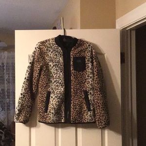 VOLCOM LEOPARD OR CHEETAH PATTERN FAUX FUR JACKET